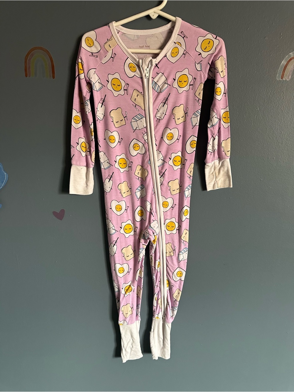 Little Sleepies Pink Egg & Toast Zip One-Piece Footie